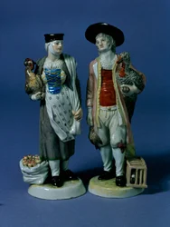 Paar kalkoenverkopers, mogelijk gemodelleerd door Jean-Jacob Louis (1703-72), Ludwigsburg, ca. 1765